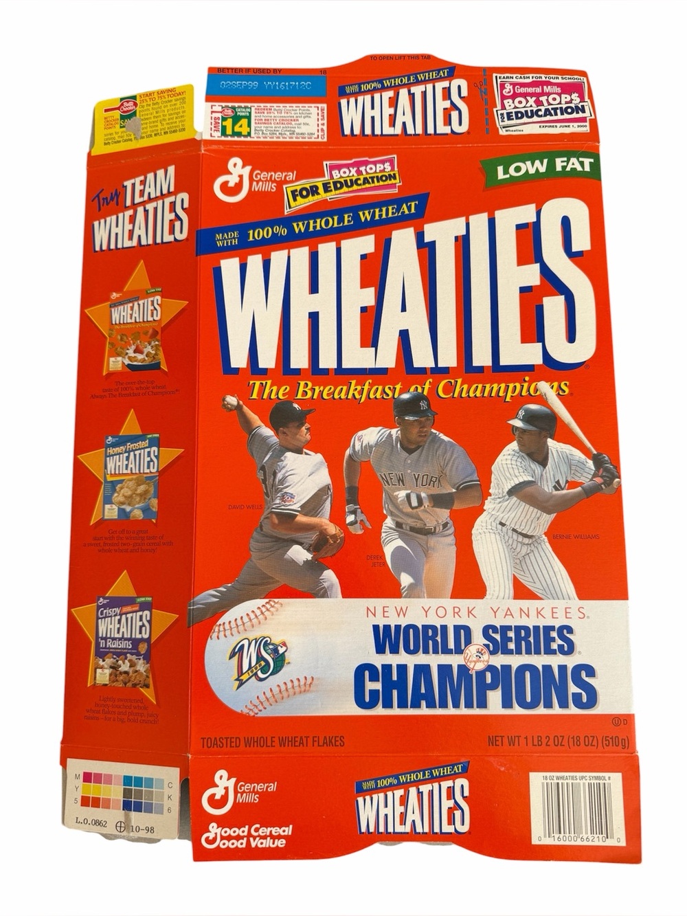 General Mills Wheaties New York Yankees World Series Champs Flat Box Jeter Wells